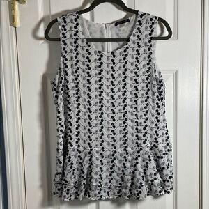 Tommy Hilfiger Black and White Sleeveless Blouse